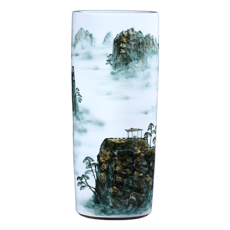 景德镇陶瓷器书字画缸卷轴缸落地大花瓶收纳直筒客厅插花箭筒摆件,家居饰品,花瓶,淘宝优惠券,粉丝福利购,淘宝优惠卷