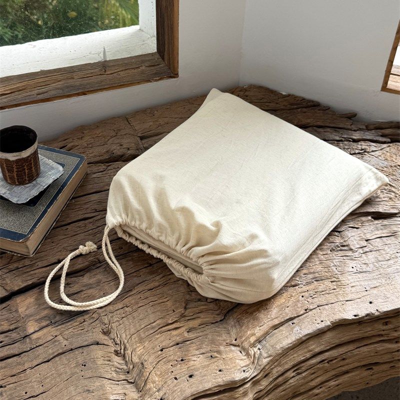 日式简约亚麻白色床上民宿四件套全棉纯棉1.5m米被套床单三件套