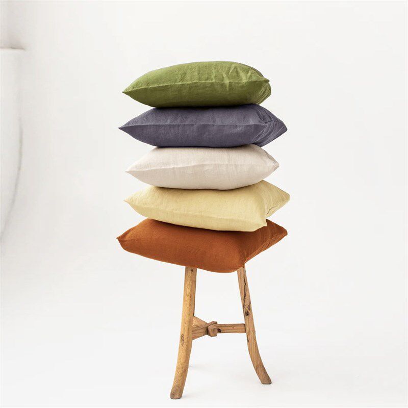 日式简约风纯色亚麻抱枕套大号沙发靠垫方形含芯飘窗靠背床头腰靠