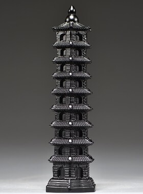 黑色木质九层十三层文昌塔雕刻摆件纯实木头13层9层文昌塔工艺品