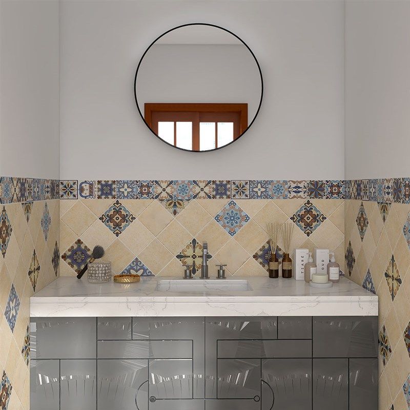 欧式复古瓷砖贴厨房防油贴纸卫生间防水防污墙贴磨砂地贴腰线壁纸