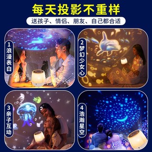 星空投影仪小夜灯儿童女孩生日快乐卧室场景布置装饰氛围星星彩灯