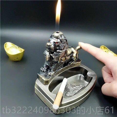 正品创意二生肖动充物十金属烟室灰缸气打火机办公艺术装饰摆件台图片