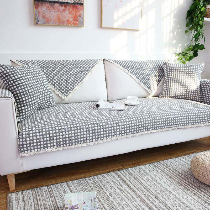 正品麻沙发垫四布艺季防滑通用亚麻实木简约定现棉代沙发套罩巾做