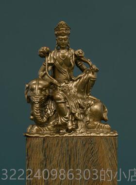 正品简修行坐白象普贤如来文殊普王贤像像黄铜像雕像精佛致迷你随