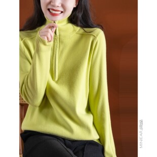 小耳出品力荐！轻柔安迪绒/半拉链开襟/分割袖型 宽松减龄毛衣女