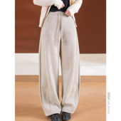 小耳出品440g 松紧腰女 颗粒绒加绒 花杂纱舒棉绒 立裁弯刀裤