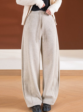 小耳出品440g！花杂纱舒棉绒/立裁弯刀裤/颗粒绒加绒 松紧腰女