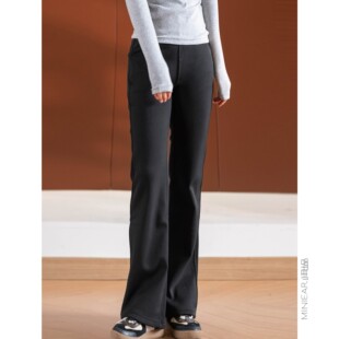 小耳出品【萬能搭小黑裤！带弹力！不粘毛！】修身显瘦微喇气质女