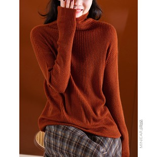 小耳出品大弹力！软糯/大版中长款~30%绵羊毛/竖纹肌理 高领毛衣