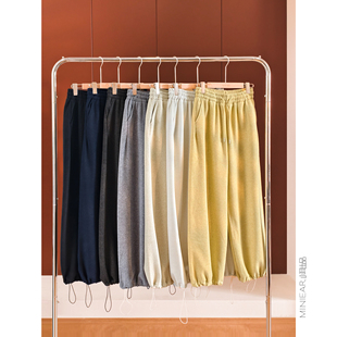 小耳出品【篙克重糯米绒/两穿式脚口】亲肤baby绒 松紧腰休闲裤女