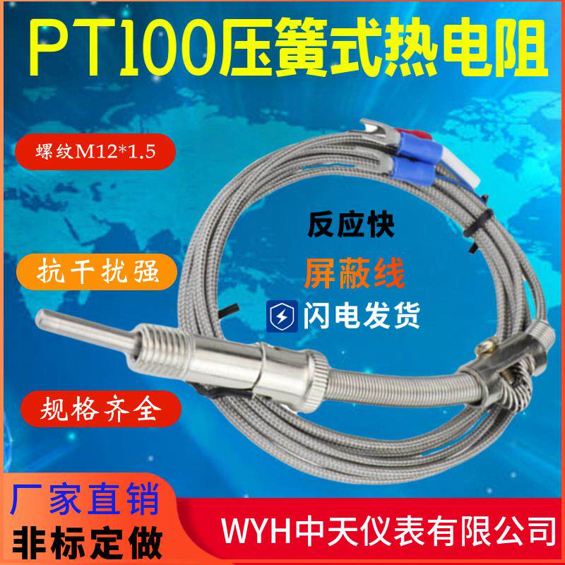 WYH中天仪表有限公司Pt100压簧式热电阻WZPT-01温控仪探头传感器
