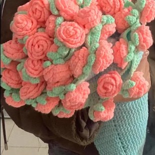 玫瑰花束毯子diy材料包针织成品牛奶棉毛线团手工编织毛毯创意送