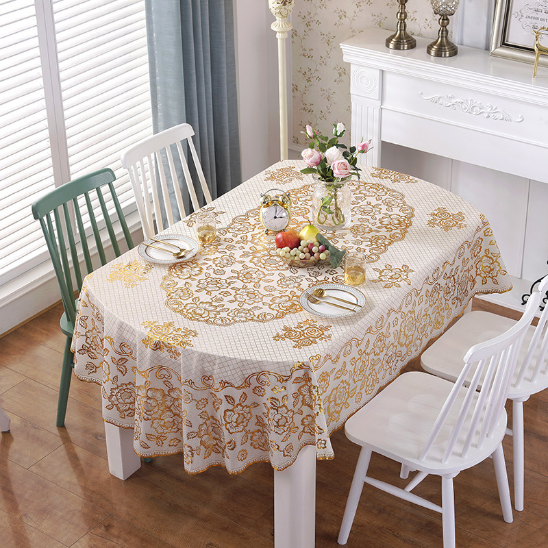 椭圆形台布pvc防水防油防烫免洗欧式塑料茶几折叠餐桌布艺软玻璃