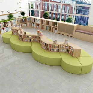 图书馆绘本馆收纳书架沙发商用休闲区儿童社区活动室图画室学校区