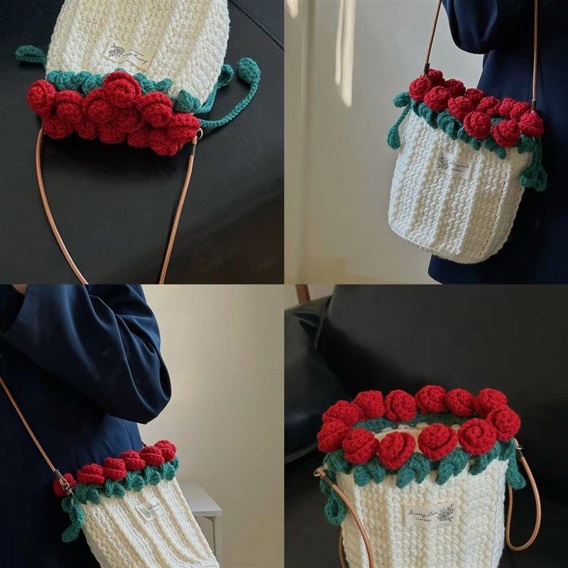 毛线手工玫瑰花束口水桶包毯子diy材料包钩针编织单肩情人节礼物,服饰配件/皮带/帽子/围巾,DIY编织材料包,淘宝优惠券,粉丝福利购,淘宝优惠卷