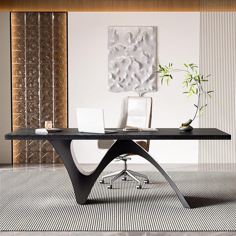 意式轻奢实木小型老板桌办公电脑桌现代简约高端商务书桌独立单人