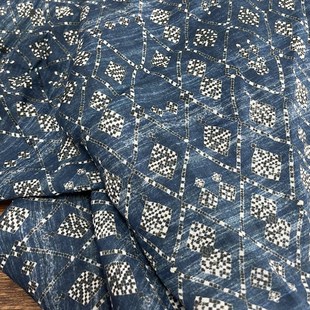 布久以逅轻薄透气苎麻夏季数码印花连衣裙袍子衬衫面料布料  麻集