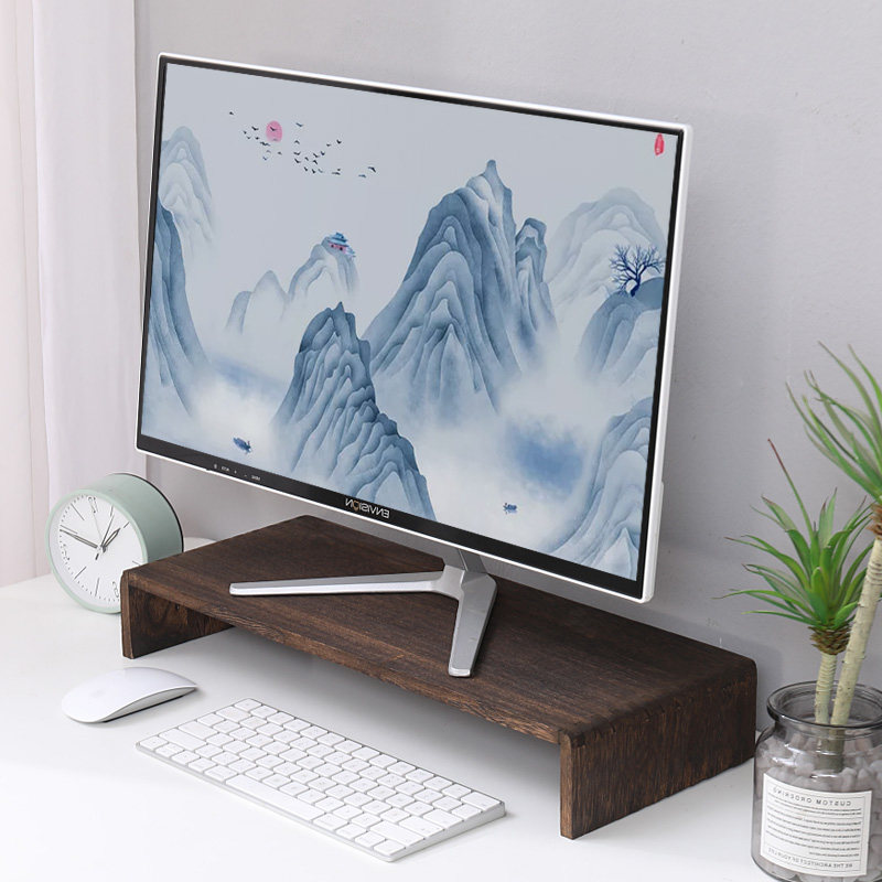 实木桌面台式电脑显示器增高架底座置物架办公护颈键盘收纳架支架