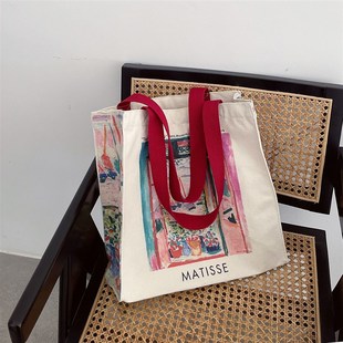 油画帆布包单肩拉链购物袋休闲个性 窗户 电脑包 开着 马蒂斯