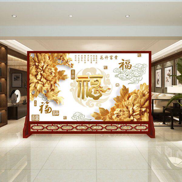 新中式隔断屏风公司办公室餐饮酒店大厅入户客厅现代简约布艺座屏