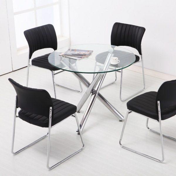 小圆桌椅子组合钢化玻璃餐桌现代简约桌子商务办公会客接待洽谈桌,住宅家具,玻璃餐桌,淘宝优惠券,粉丝福利购,淘宝优惠卷