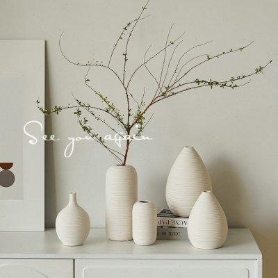 高级感陶瓷花瓶摆件客厅插花干花鲜花白色侘寂风小口复古日式花器,家居饰品,花瓶,淘宝优惠券,粉丝福利购,淘宝优惠卷