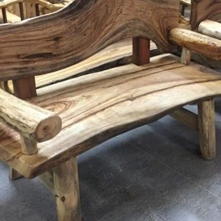 原木全实木沙发香樟木独板异形靠背休闲长椅客厅民宿双三人沙发椅