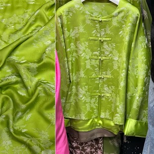 高档黄色人丝提花缎布料汉服裙装旗袍国风宋锦里衬服装中式面料