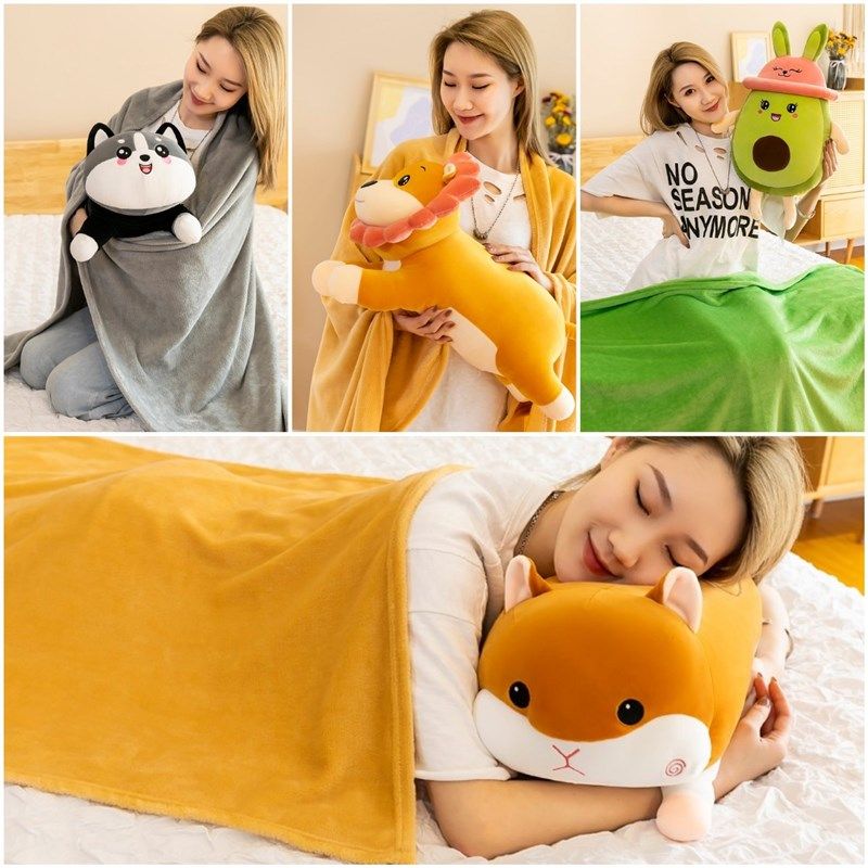 卡通午睡毯子神器空调被靠背垫靠枕三合一两用车载抱枕生日礼物女,居家布艺,抱枕被,淘宝优惠券,粉丝福利购,淘宝优惠卷