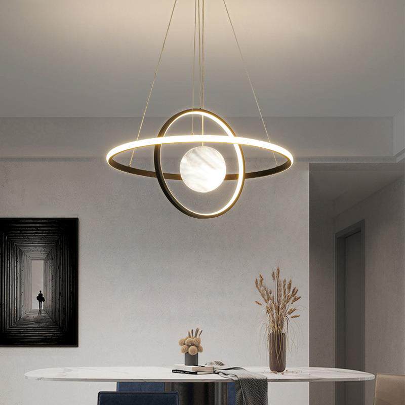 led餐厅吊灯2025新款简约现代广东中山灯具圆环形歺厅灯饭厅灯饰