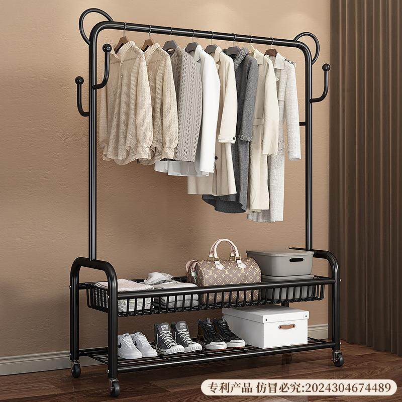 晾衣架单杆家用可移动卧室内凉衣架宿舍挂衣服架子落地式衣帽架子