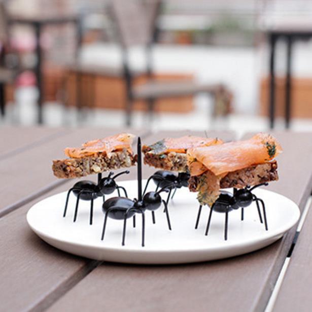 新品。。派对系列蚂蚁牙签勤劳的马蚁水果叉一盒12只叉子套装