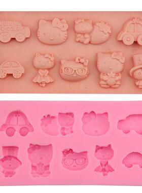 现货 汽车猫咪蛋糕模具DIY硅胶翻糖烘焙工具 立体冰格模H1836