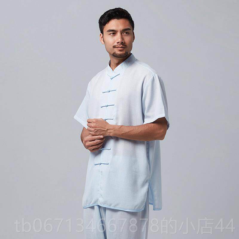 高档春季极服男棉麻透气中风太极太练功服装女春夏国季武术拳服装