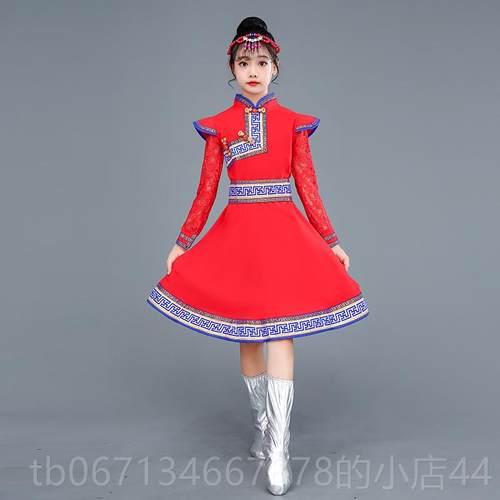 高档童蒙古服男童原儿小骏马演出服马蹄哒哒舞蹈表演服蒙草古纱装