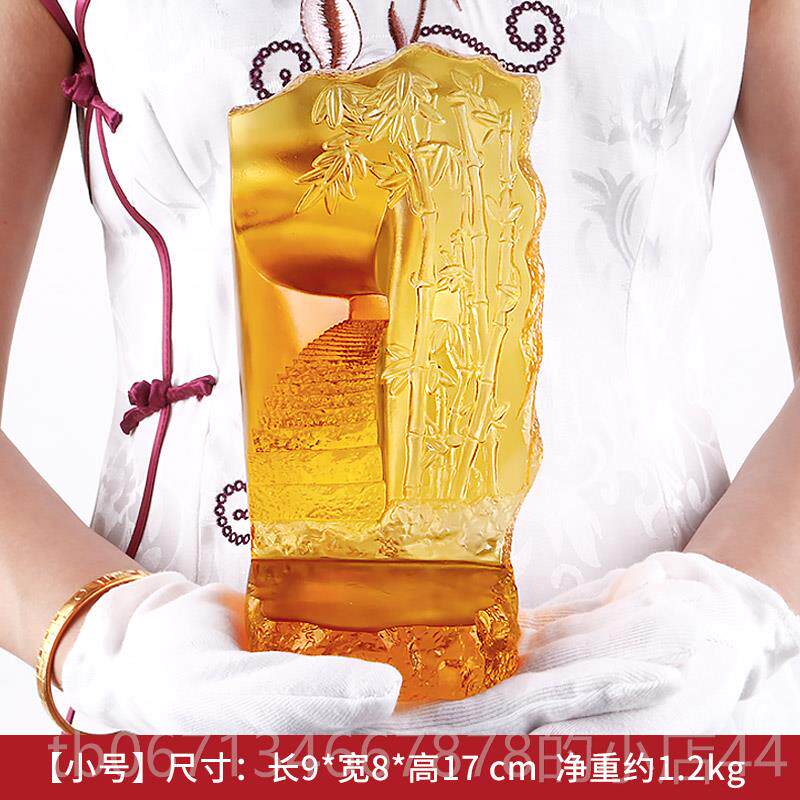 高档公璃竹子开山路工艺琉品升职晋升送领导办室礼物可刻字业礼品