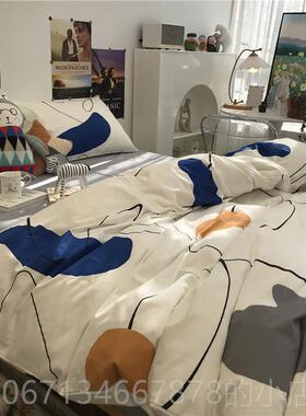 高档in北欧上简s约公寓床四件套全棉纯棉被套男士三套1件.5m文艺