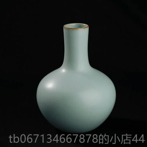 高档汝器厅窑瓷覆古小瓶摆件景德镇陶瓷中国桌客茶插花天球瓶冰裂