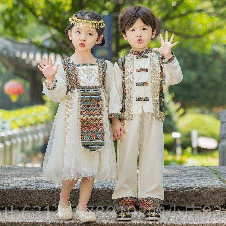 高档儿童表演服装印度服男民族风格傣族子舞蹈汉代幼儿园学生儿小