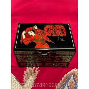 高档唐都推礼光漆器首工饰盒新婚物纯手致首饰盒陪嫁首饰精盒新婚