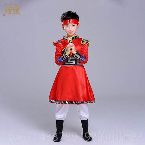 高档夏季儿童蒙古族舞白马舞童舞台走秀少数民蒙族族蹈女服筷子舞