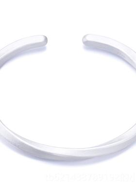 高档纯手礼镯子男女9乌99莫比斯古法白银手银环情侣开口刻字情人