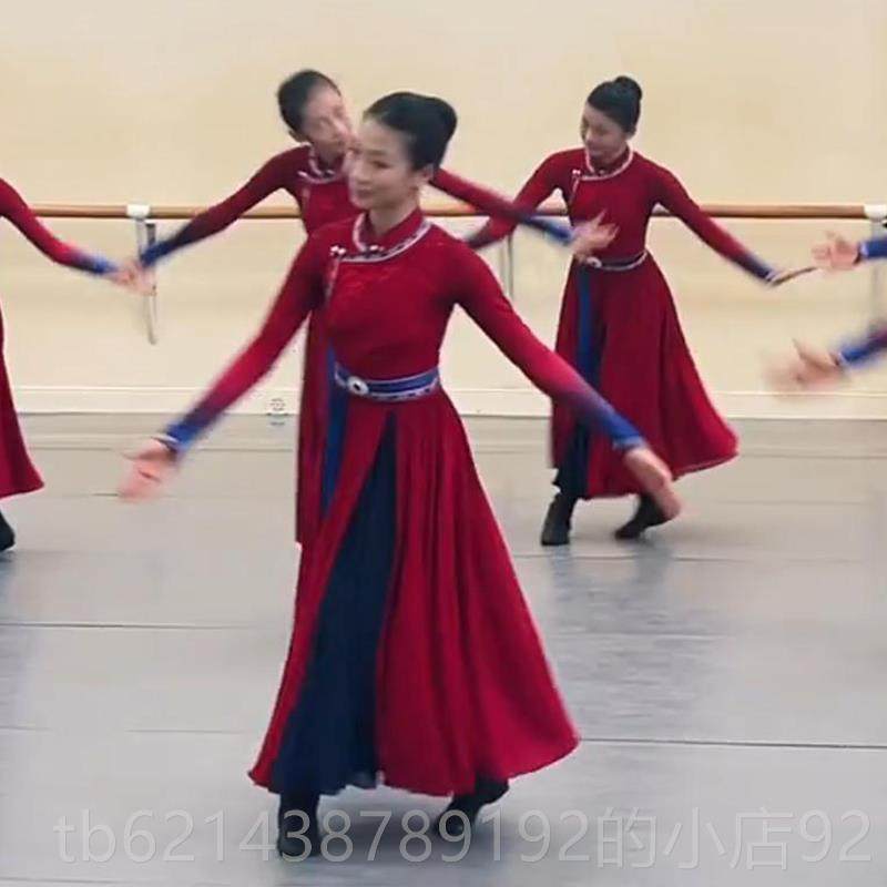 高档蒙舞蹈裙服演古出服大摆儿民族风儿童舞台表演服少艺考服装练