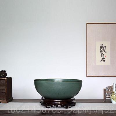高档手工陶瓷缸无孔睡色植物绿水培碗莲花莲鱼锅龟缸古鱼缸
