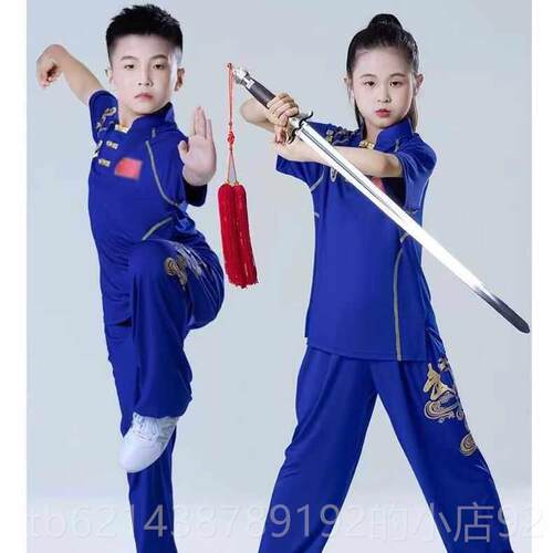 高档新功款中表国风儿童武术练服武馆训练服武术比赛演服服短袖男
