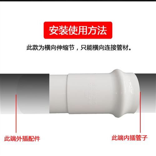 PVC110横向伸缩节管道排水管水管直接下水管活接头加长塑料配件厚