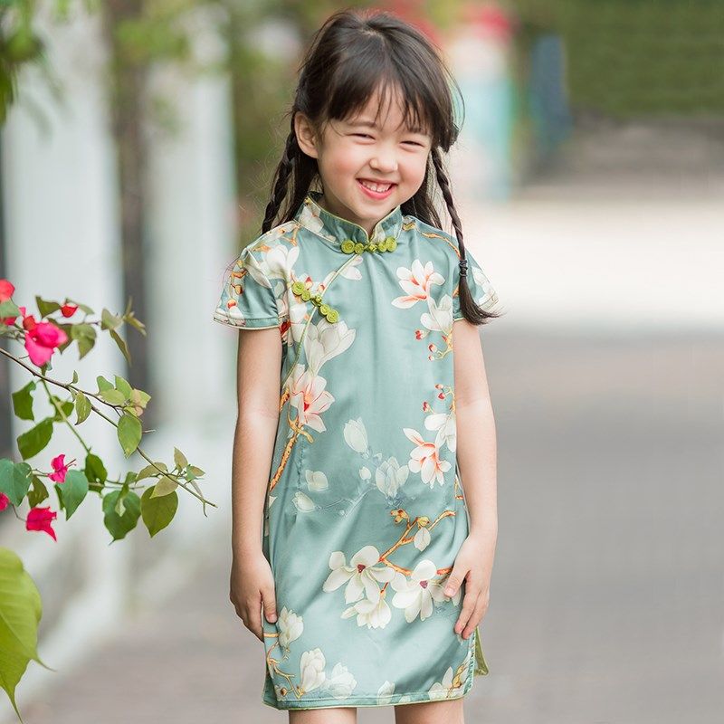 夏季童装儿童旗袍女童2025新款中式小女孩复古裙子中国风宝宝古装