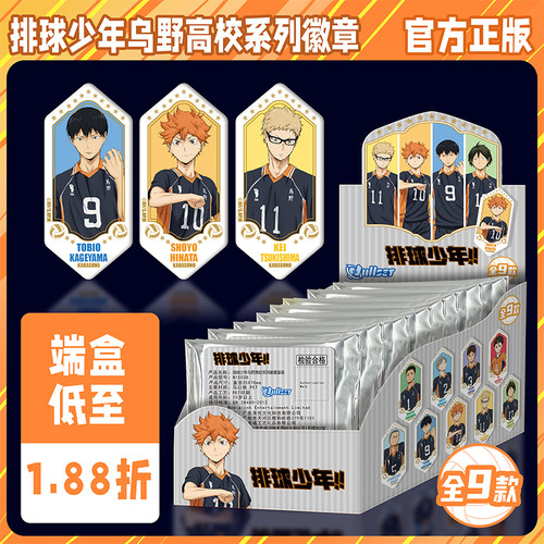 【端盒9个】Nullset正版排球少年徽章马口铁乌野高校日向飞雄
