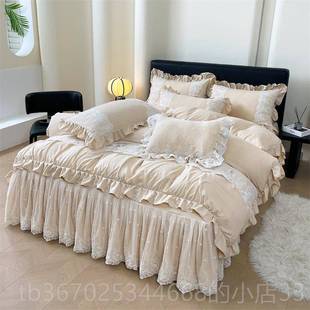 正品 秋奢冬磨毛1.8x2.2m床件裙四套被套轻风简4约床罩加厚202新款